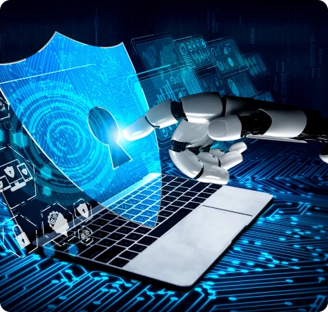 artificial-intelligence-robot-network-shield-hologram