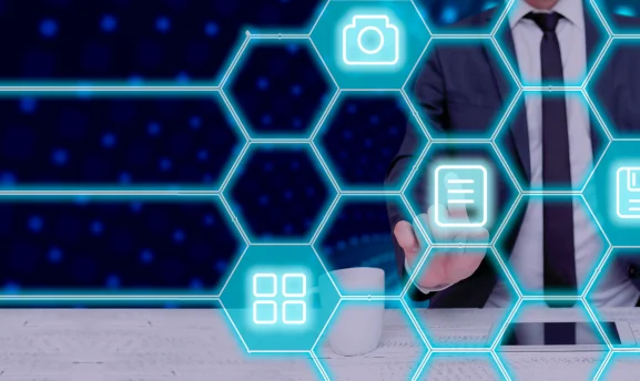 businessman-with-tablet-pointing-digital-s-futuristic-pattern-design-presenting-important-information-executive-displaying-symbols-crucial-data