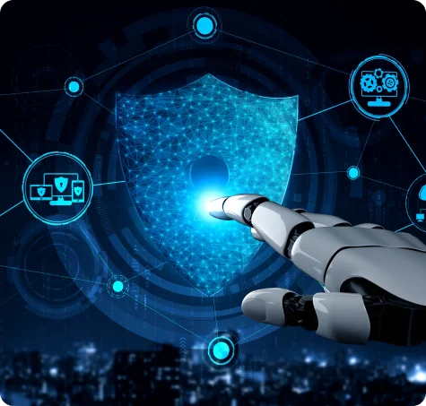 hologram-network-shield-robotic-arm